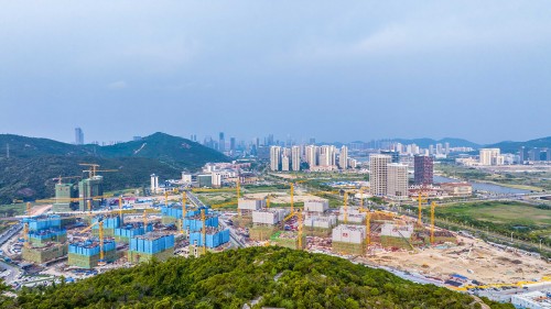 MNN superstructure works begin (View from Xiaohengqin Mountain)