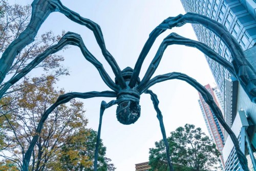 黑色蜘蛛位於森大廈入口處的66廣場上（網上圖片）